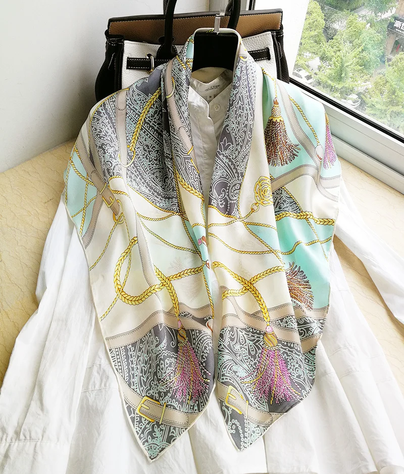 100% чистый шелк атласный квадратный большой шарф шаль платок 34 5x34 5 дюйма WJ043 |