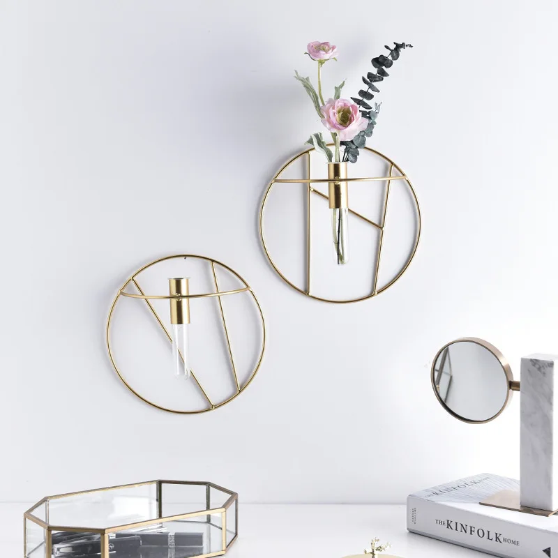 Скандинавская Геометрическая круглая форма стеклянная железная Золотая