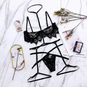 3 шт., кружевные стринги с вышивкой, #4A30