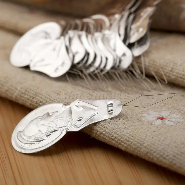 50x Серебряный алюминиевый лук игла для проволоки Threader стежка вставки инструмент