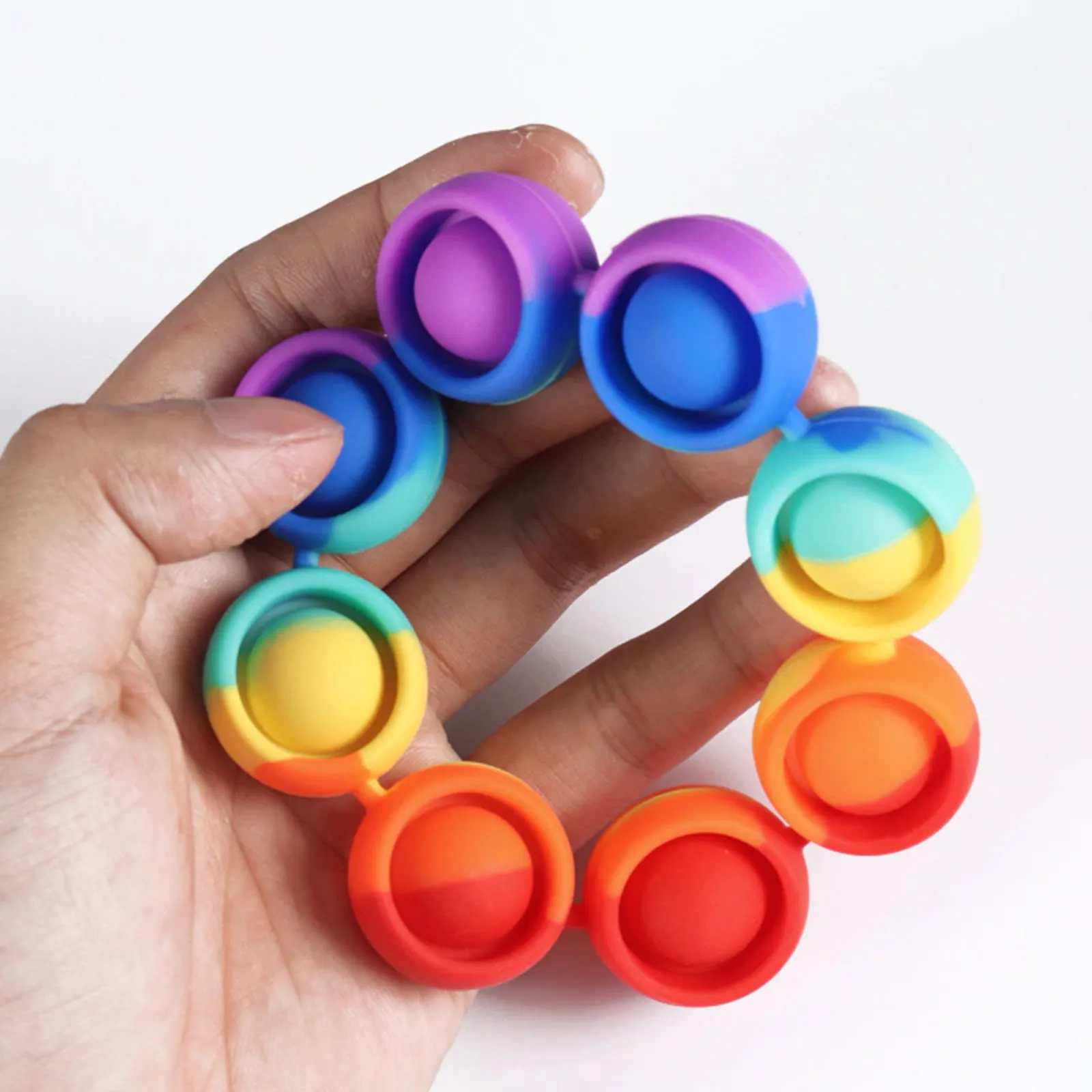 

Fidget Reliver Stress Toy Rainbow Bracelet Push It Bubble Antistress Sensory Toy Squishy Stress Reliever Anxiety Anti-stress Kid