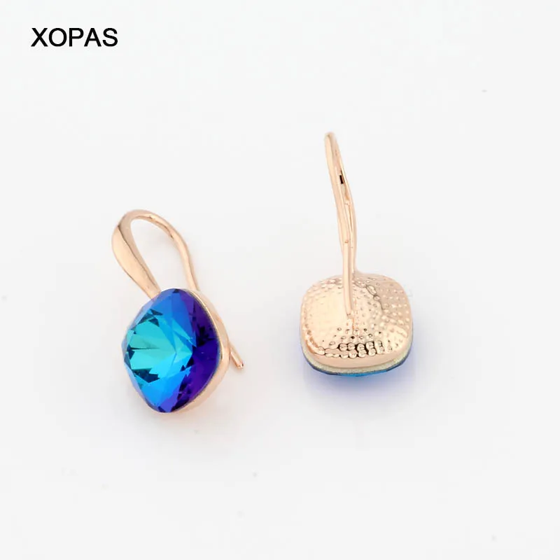 

2020 Hot selling 5 Color 585 Rose Gold Color Dangle Earrings With Square Stones For Women Elegant Party Wedding Jewelry