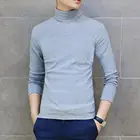 Осенняя рубашка однотонная эластичная Базовая рубашка с высоким воротником без выцветания Мужской Топ для повседневной носки