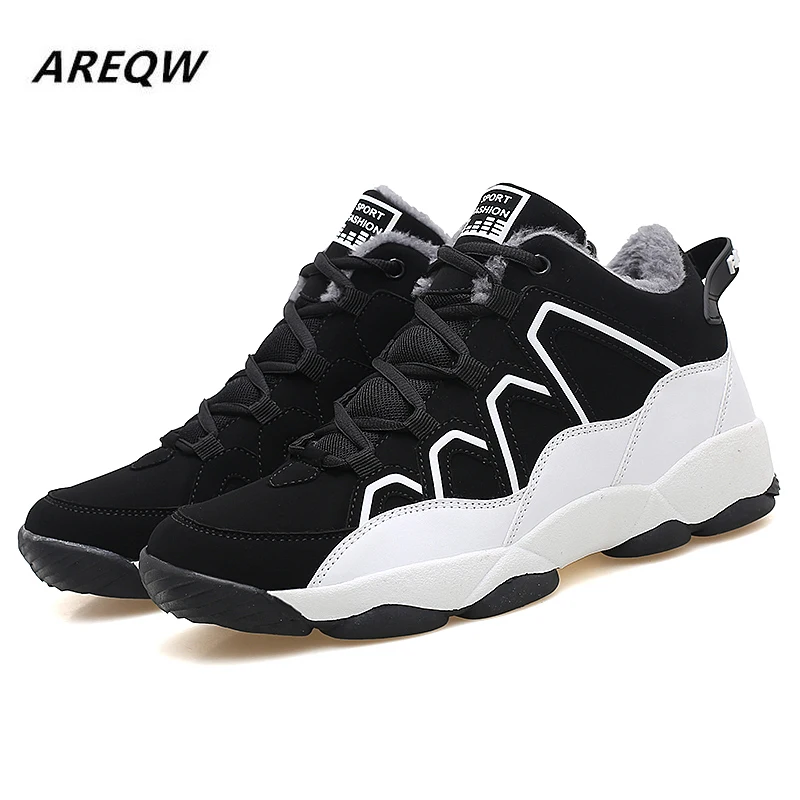 Черные Теплые зимние мужские ботинки уличные ботильоны Мужская зимняя Рабочая