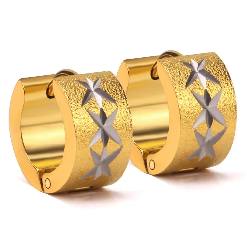 LUXUKISSKIDS Золотой обод кольцо корейские серьги 316l нержавеющая сталь Комплект