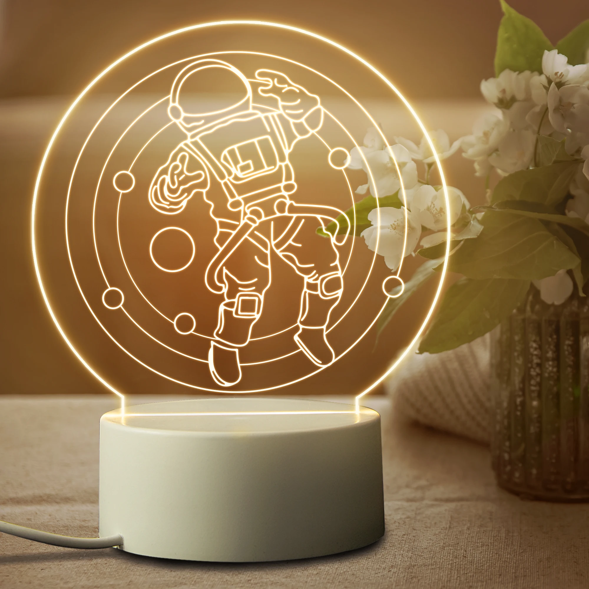 

Spaceman Night Light for Kids Birthday Christmas All Holidays Gift USB 3D Warm Table Bedside Lamp Practical Creative Toy