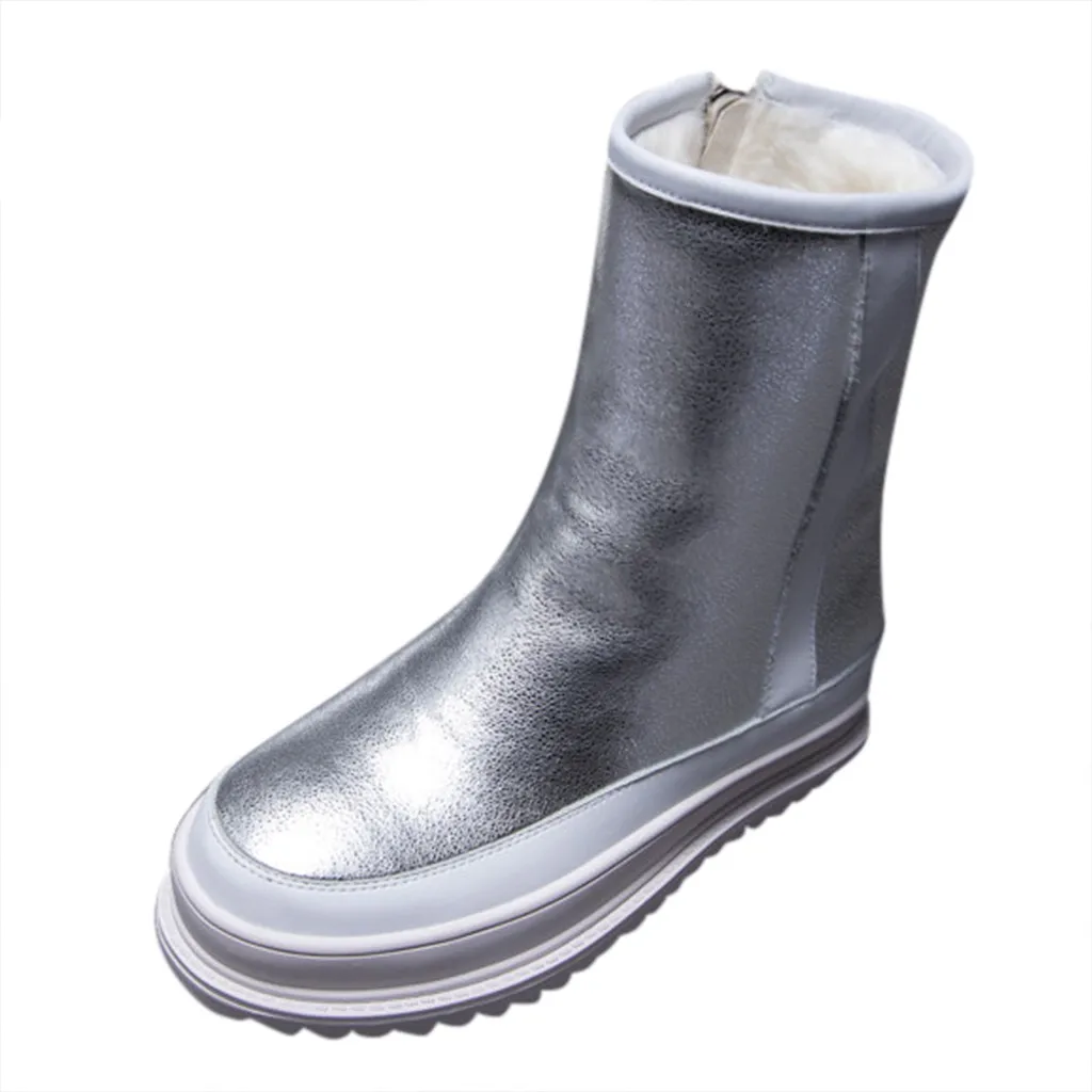 Зимние Бархатные ботильоны Серебристые уличные зимние ботинки женские теплые на