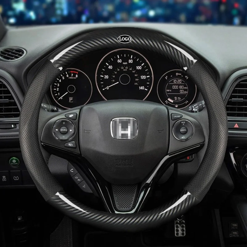 

Чехол на руль автомобиля из углеродного волокна 38 см для Honda все модели Accord City CRV Fit Civic аксессуары для интерьера автомобиля Стайлинг автомобиля