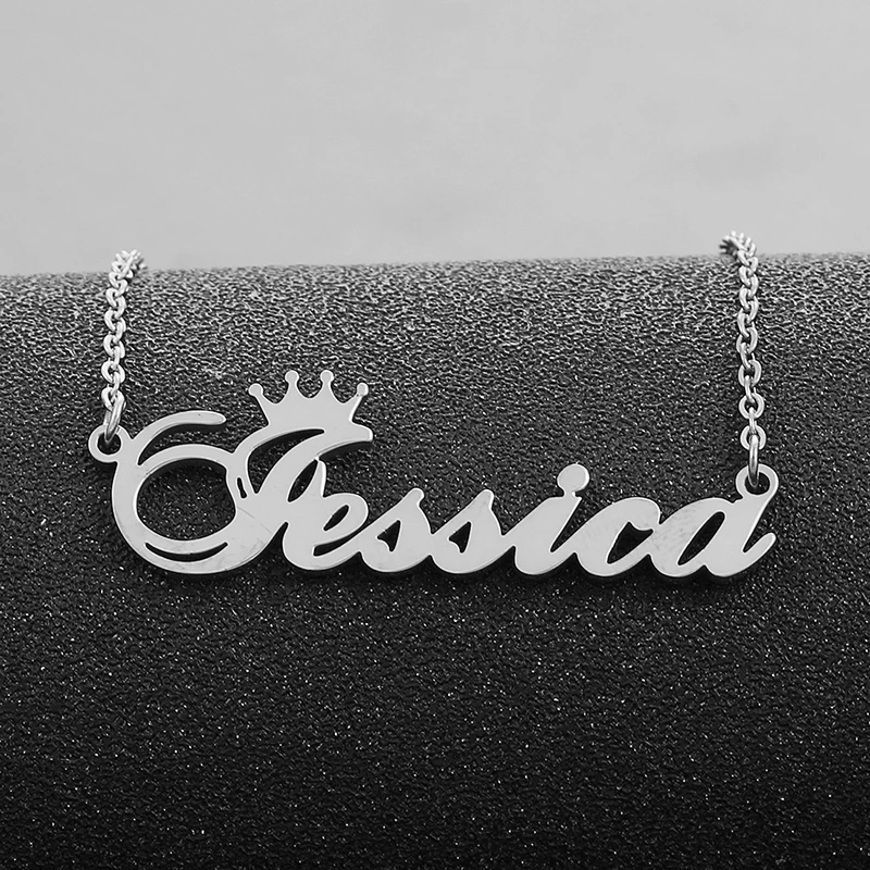 Ожерелье с именем короны для женщин персонализированная цепь табличкой из
