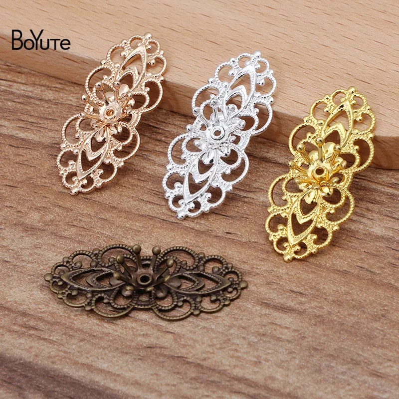 

BoYuTe (50 шт./лот) 15*33 мм Металлические латунные филигранные цветы материалы для короны тиара изготовления ювелирных изделий своими руками аксе...