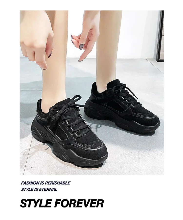 

Platform Women Sneakers White 2021 Spring Sport Thick Sole Lady Leisure Shoes Lace Up Comfortable Female Chunky Sneakers Fashion