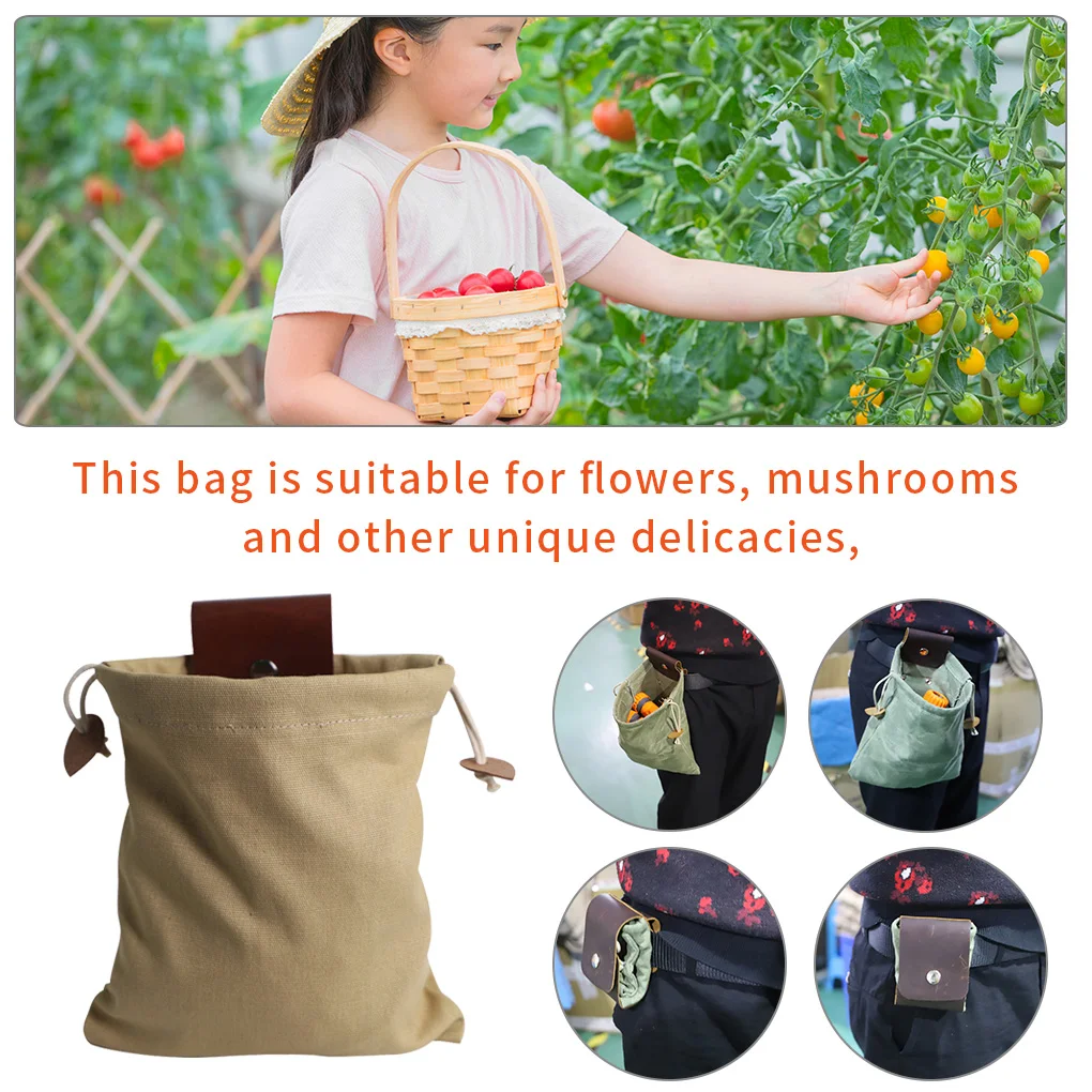 

For Outdoors Camping Tools Leather Canvas Bushcraft Bag Canvas Foraging Pouch For Hiking Buckle Duty Tool Pouch With Drawstring