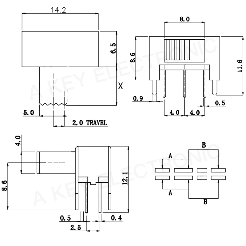 20 шт. высота двухполюсной ручки регулируемая с 4 фиксированными контактами |