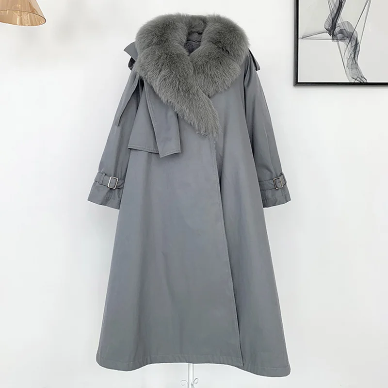 Женское пальто со съемной подкладкой длинная парка с воротником из натурального