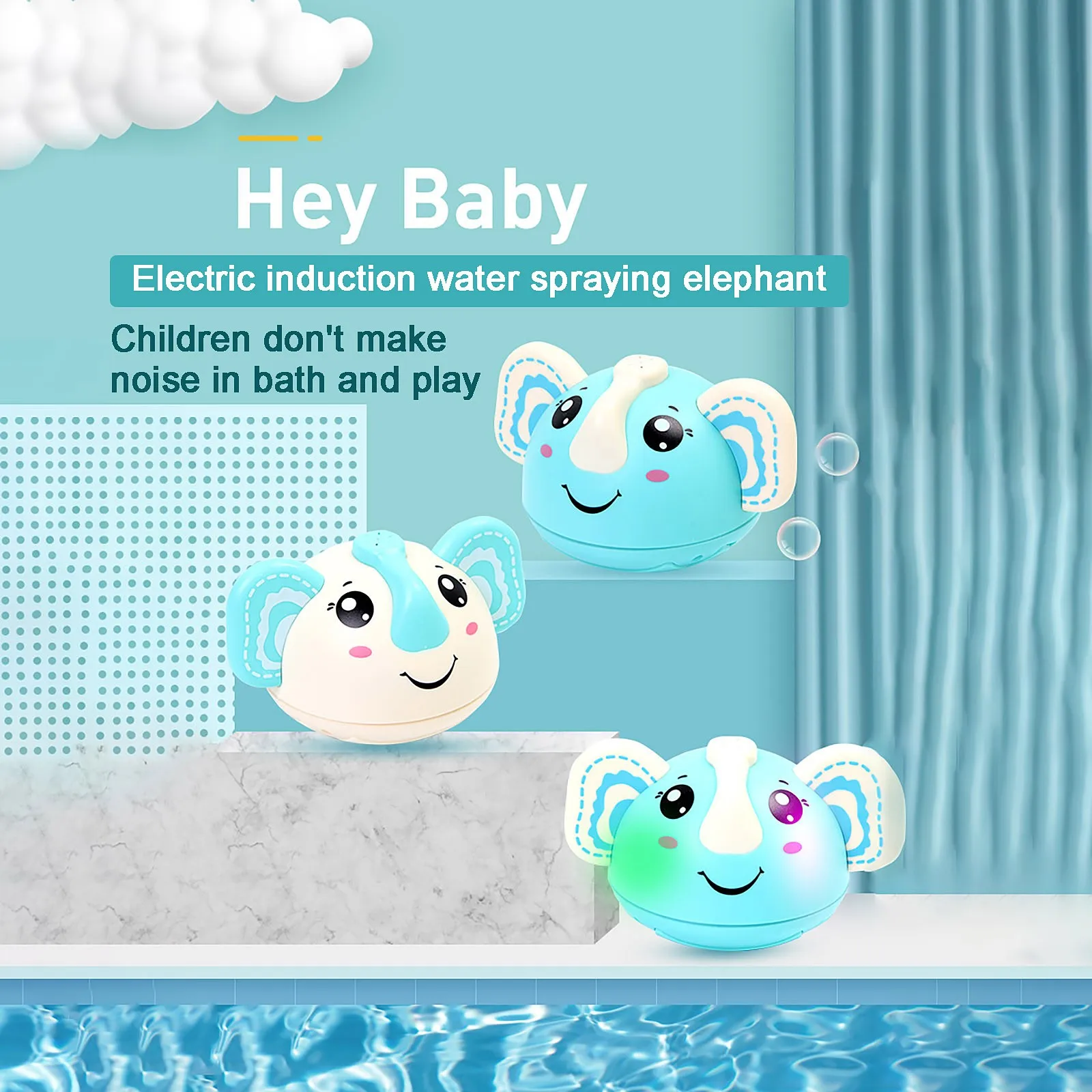 

Baby electric induction water spray ball, childrenâ€™s bathroom bath toy, induction water spray baby elephant, luminous bath T5