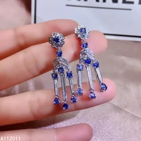 kjjeaxcmy fine jewelry 925 sterling silver inlaid natural gemstone sapphire female earrings eardrop fashion support test