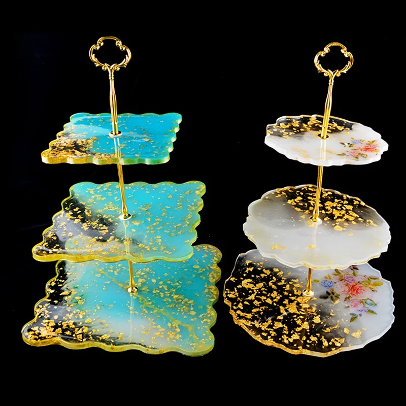 

3-слойная круглая квадратная Прозрачная силиконовая форма «сделай сам», декоративная полимерная форма ручной работы для модного лотка, фру...