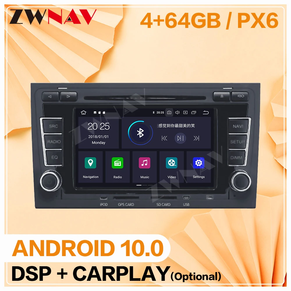 

2 din для Audi A4 S4 RS4 2003-2008 2009 2010 2011 2012 Android 10 плеер Видео Аудио Радио GPS навигации головное устройство DVD Авто Радио стерео