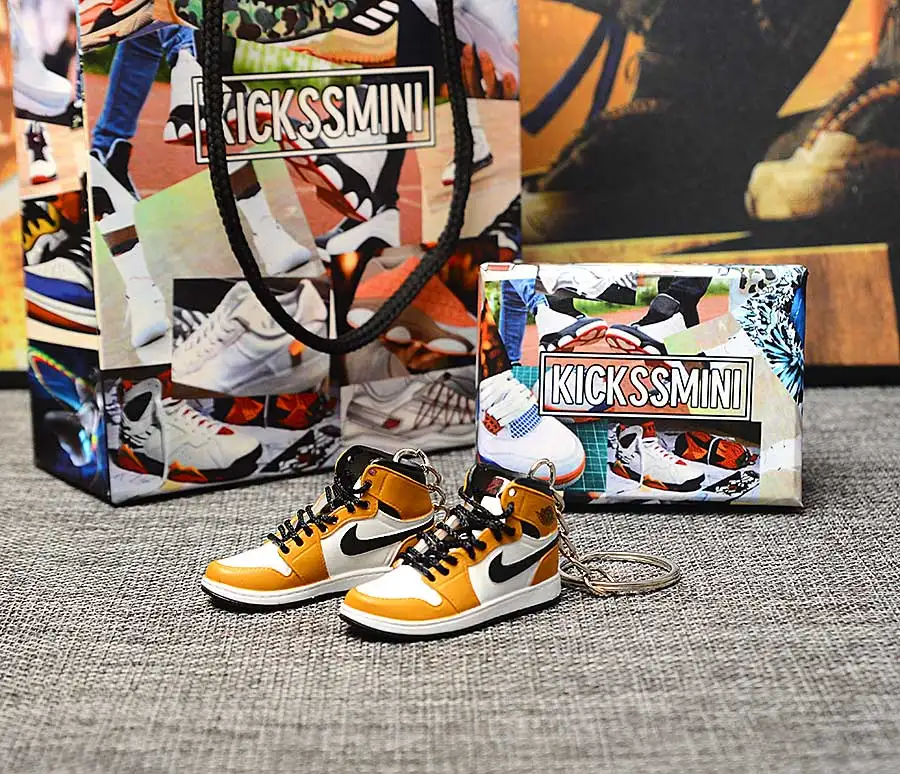 a pair w metal ring Персональный DIY Jordan Generation AIR JORDAN 1 chicago 3D кроссовок фигурный брелок сумка Подвеска парный брелок - Цвет: a pair w metal ring