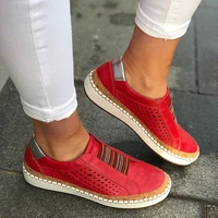 women running sport shoes womens fashion casual hollow out round toe slip on flat with sneakers safety work