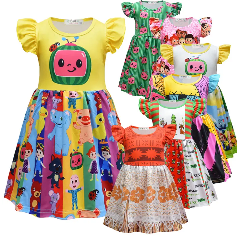 Новинка 2021 мультяшное милое платье для девочек Моаны ночное с ужасом принцессы