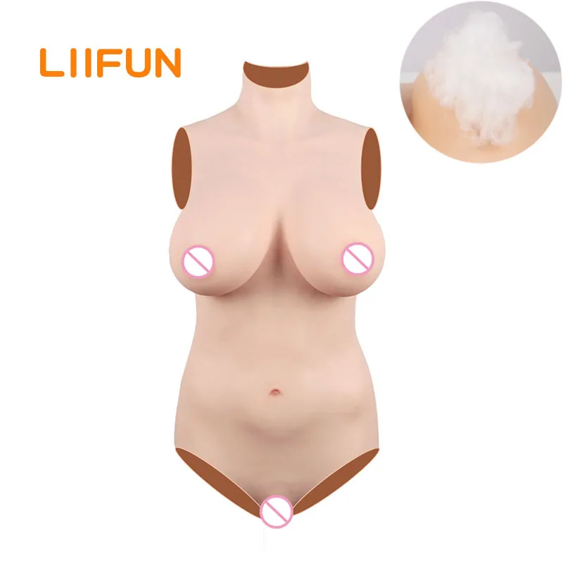 

Силиконовые формы для груди Liifun с высоким воротником, боди, хлопковый наполнитель, имитация груди с реалистичной вагиной для трансвестита