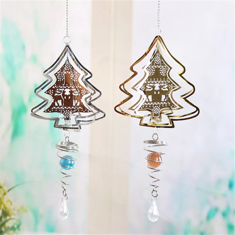 Pаспродажа Подвеска-колокольчик вращающаяся из нержавеющей стали 3D, висячий Спиральный Спиннер для украшения сада и двора