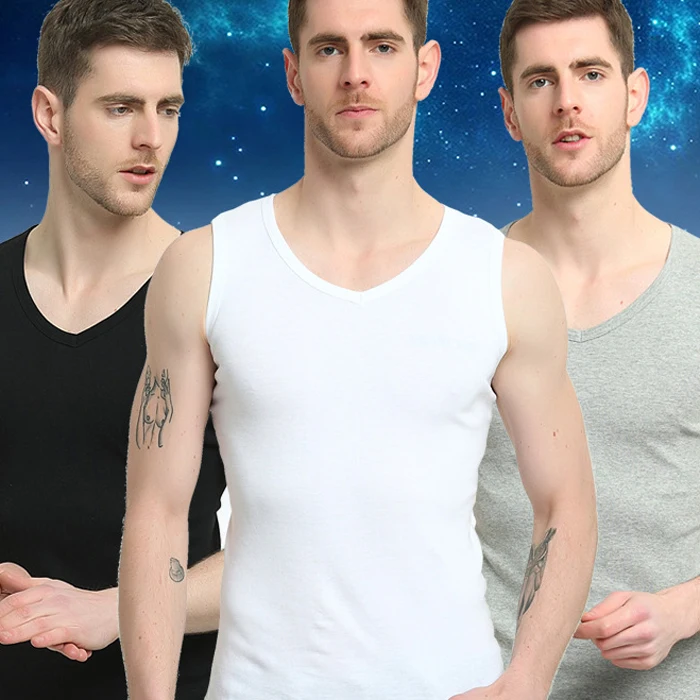 Майка мужская 3 шт./лот дышащее базовое нижнее белье из мягкого хлопка без рукавов