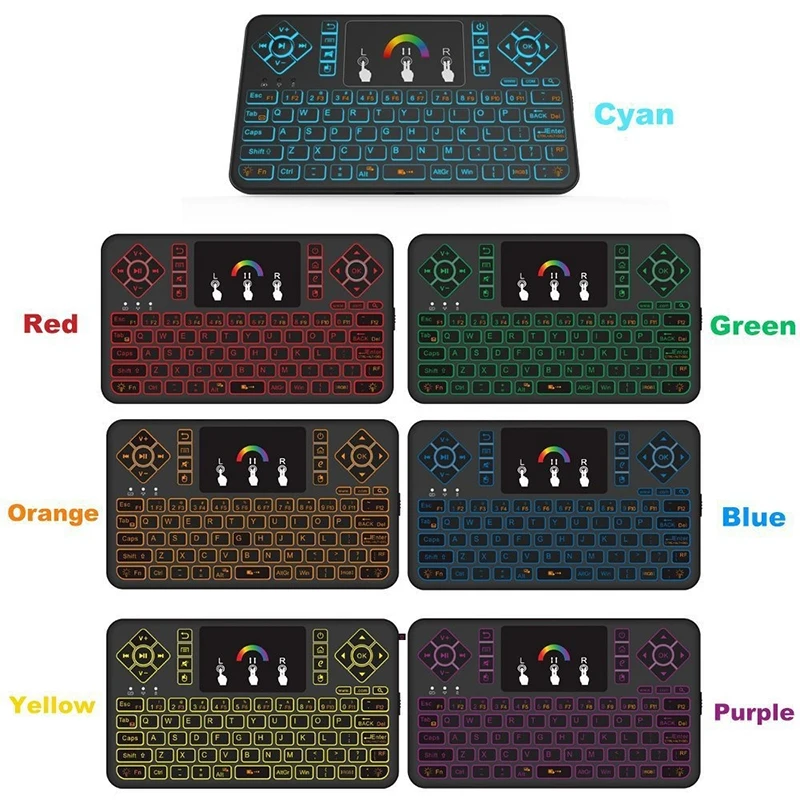 seenda mini wireless keyboard with touchpad colorful backlit rechargeable handheld remote keyboard for pc raspberry pi 4 tv box free global shipping