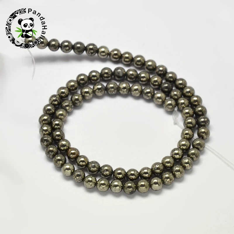 

2Strands 4/6/8/10mm Natural Pyrite Round Stone Beads Grade A For Necklaces Bracelets Jewelry Making DIY Accessories, Hole: 1mm