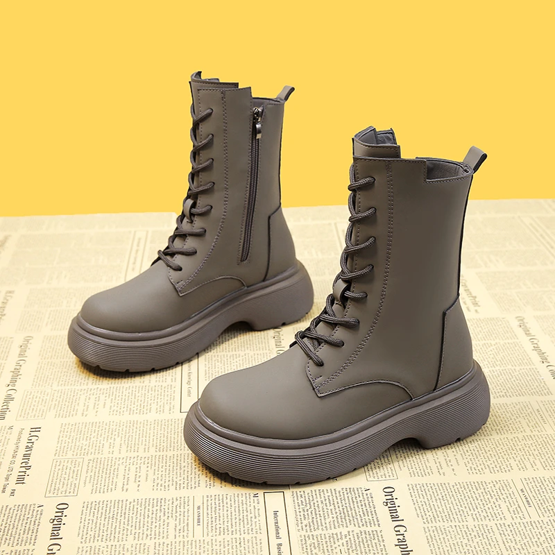 

Chunky Combat Boots For Women 2021 New White Black Platform Boots Women Shoes Lace Up Motorcycle Boots Female Designer Punk Goth