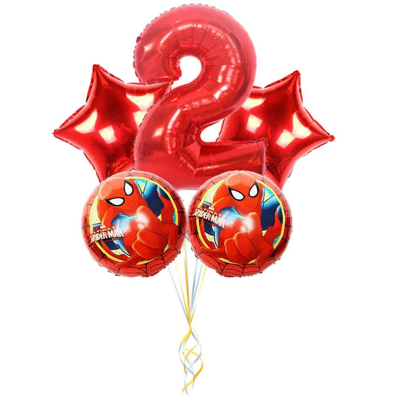 5pcs red spider 2 5 шт. воздушные шары из фольги Человека-паука с гелием 3" шар с номером Гелиевый шар мультяшный герой детские игрушки Воздушные шары Декорации дня рождения Globos - Цвет: 5pcs red spider 2