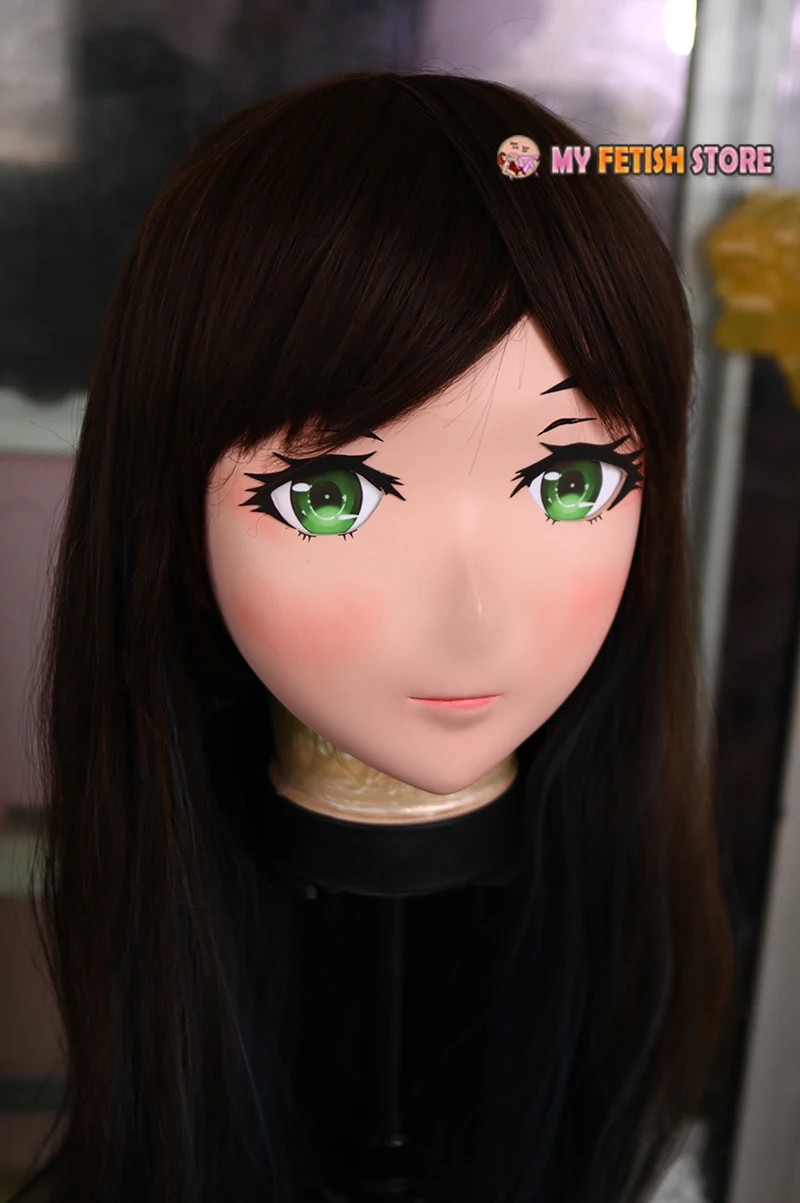 (KM1117) Handmade Female Resin Crossdress Sweet Girl Half Head Lolita Japanese Character Anime BJD Doll Cosplay Kigurumi Mask