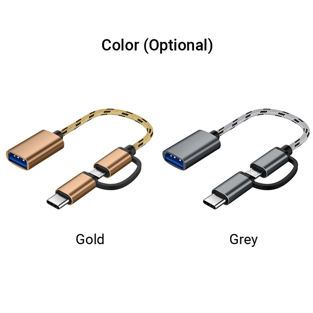 2 в 1 USB OTG кабель Type C/Micro для адаптера 3 0 плетеный дизайн передачи данных