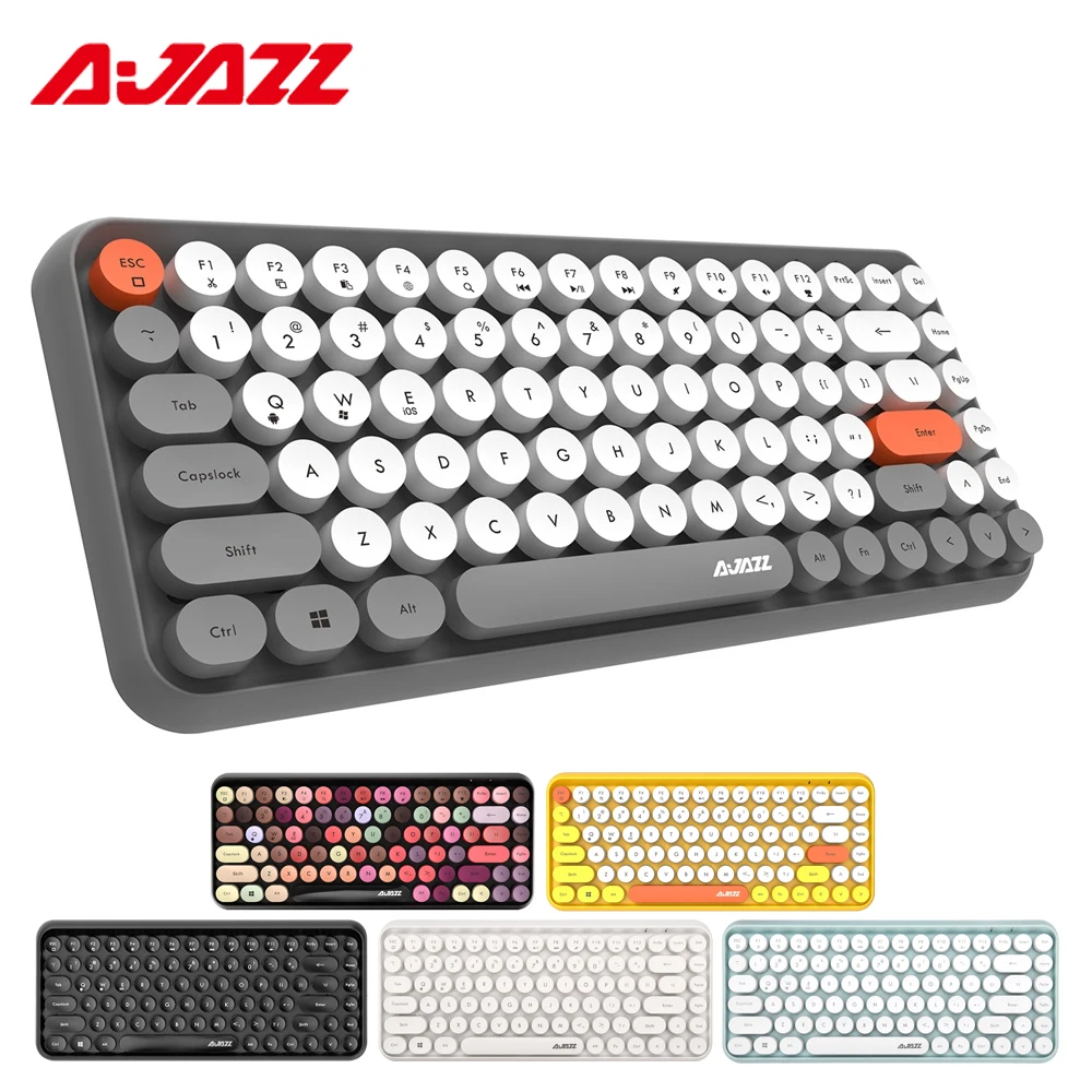 Беспроводная Bluetooth клавиатура Ajazz 308i 84 классических круглых клавиши игровая для