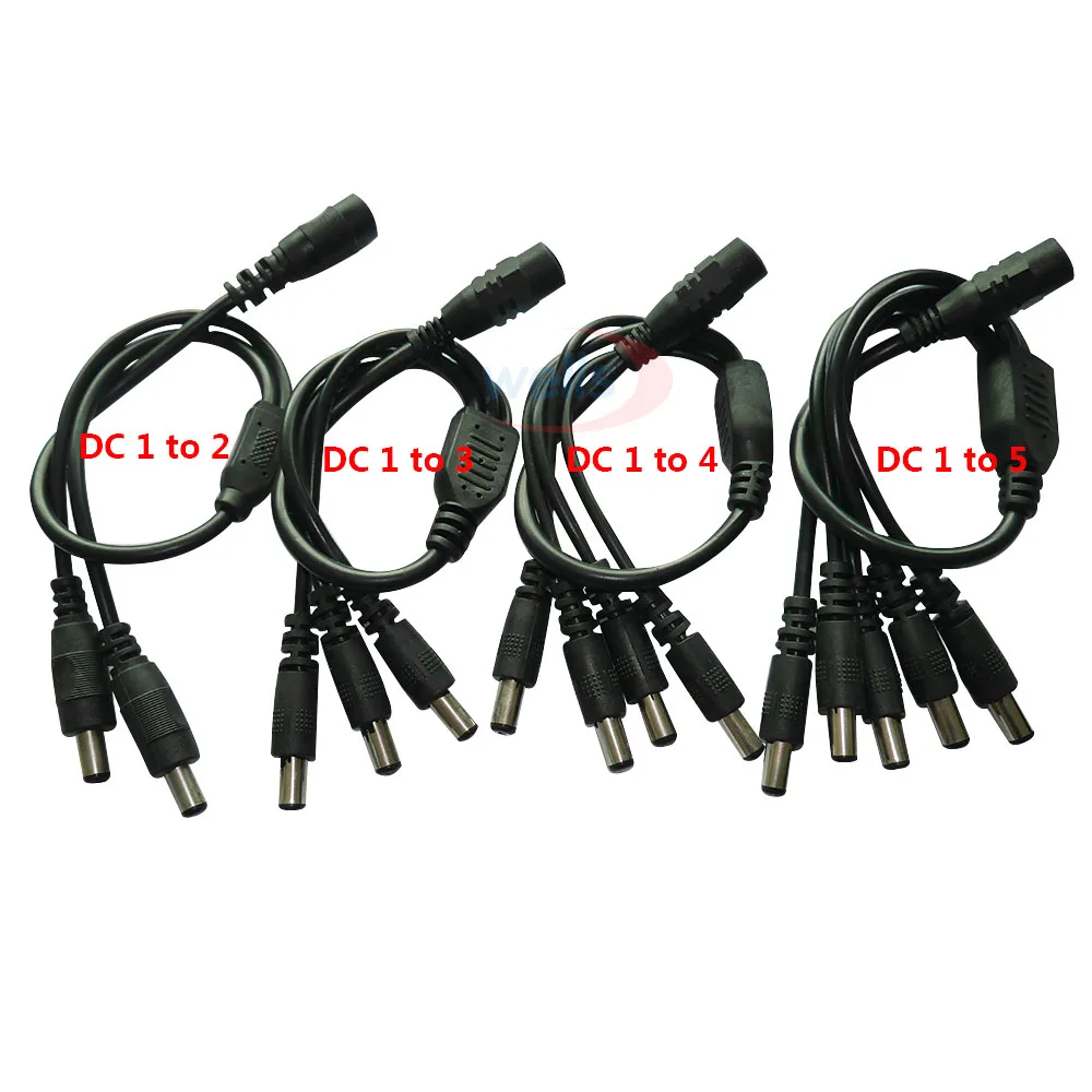 1pcs DC 2.1*5.5mm 1 Female to 2 3 4 5 Male DC Power Splitter Plug Cable for CCTV security Camera Accessories power Supply adapte