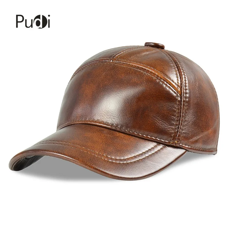 Pudi men genuine leather cap hat new style warm army solid color  fashion hats HL190