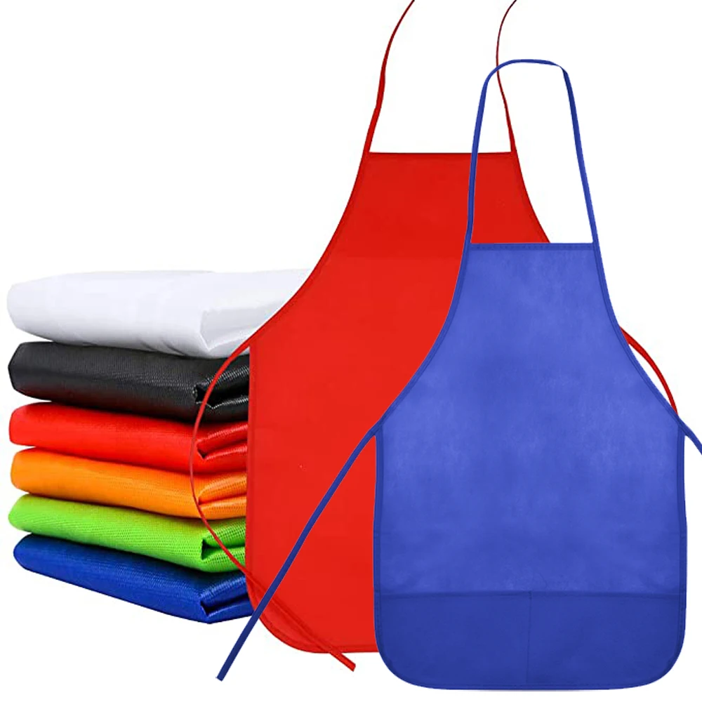 

12Pcs/Set Kids Aprons with Pockets Non-Woven Fabrics Unisex Colorful for DIY Painting Artist Boys and Girls