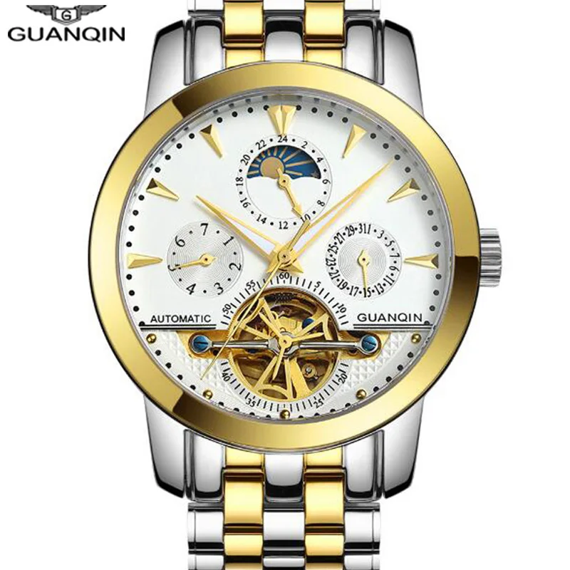 GUANQIN High quality Tourbillon watches luxury men mechanical sapphire Automatic Waterproof 100m A | Наручные часы