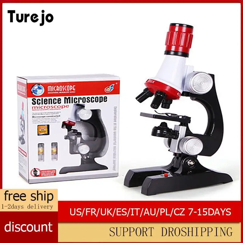 

100X-400X-1200X Children's Microscope Kit Lab LED Home School Science Educational Toy Gift Refined Biological Microscope For Kid