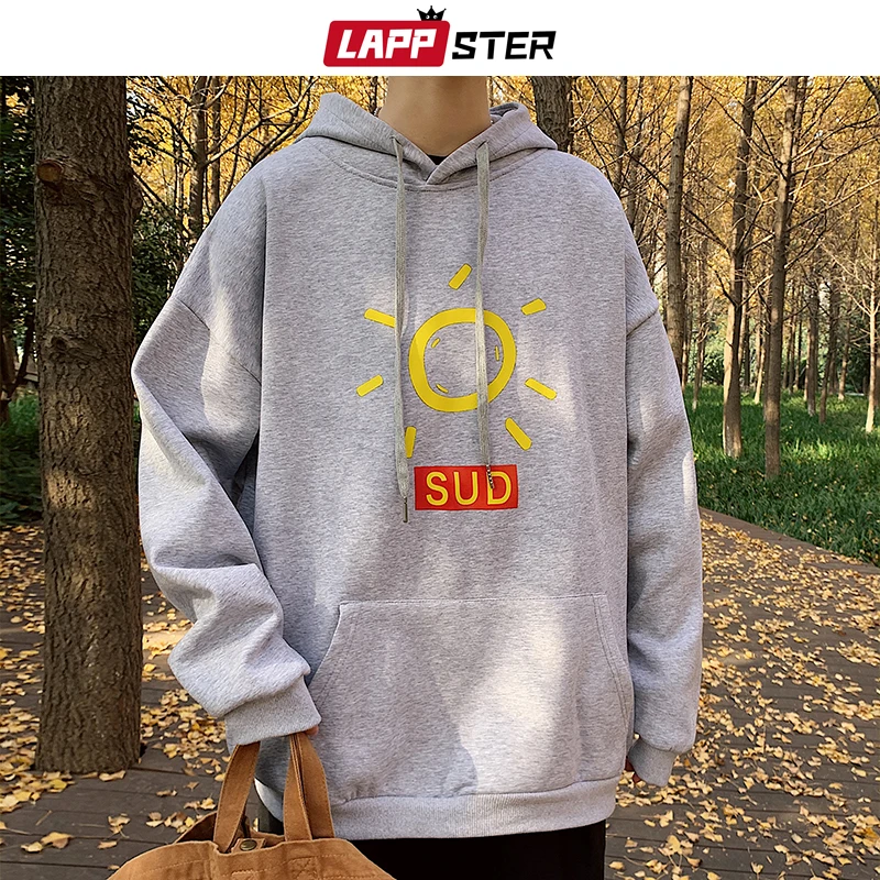 Толстовка LAPPSTER мужская с забавным принтом солнца черный пуловер повседневный