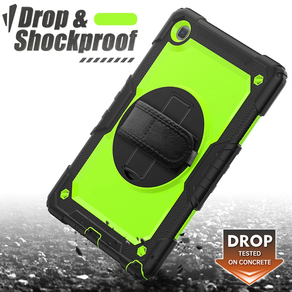 

For Samsung Tab A7 SM-T500 SM-T505 T500 10.4" Case 360 Rotating Stand Hand Strap Cover Tab A7 10.4 2020 Protective Case + Strap