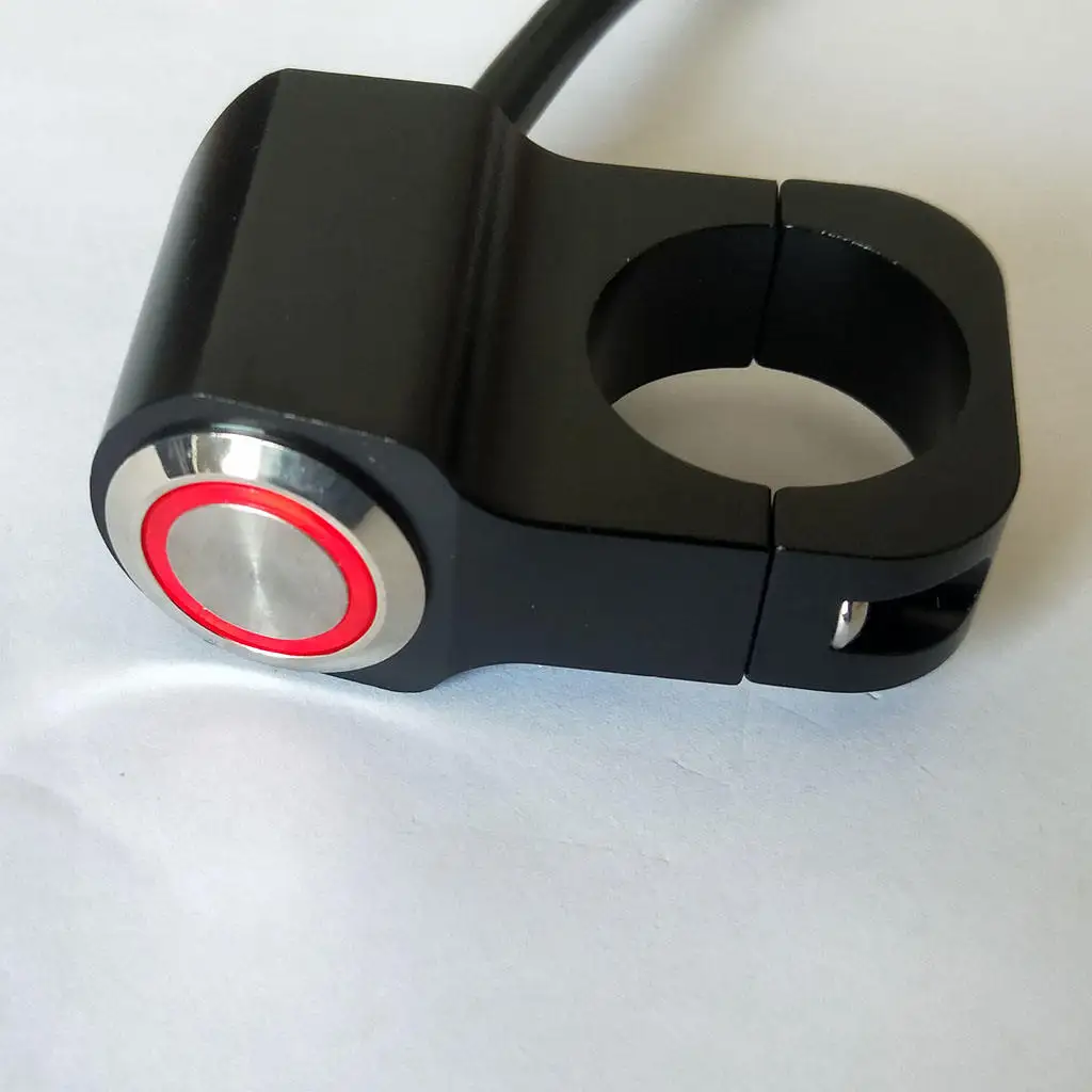 

12V 16A 1inch 25mm Motorcycle Handlebar Grip Light Switch Headlight On Off Button with LED Color Indicator - Black Body