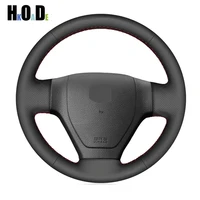 diy black hand stitched steering wheel cover artificial leather car steering wheel covers for hyundai getz 2002 2006