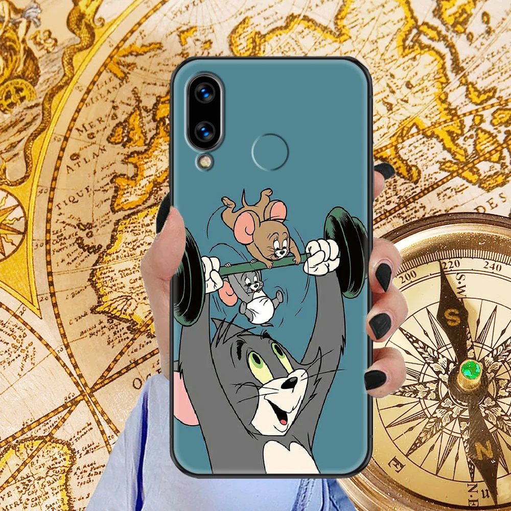 

Cat And Mouse Jerry Phone case For Huawei Honor 6 7 8 9 10 10i 20 A C X Lite Pro Play black art funda soft shell 3D bumper trend