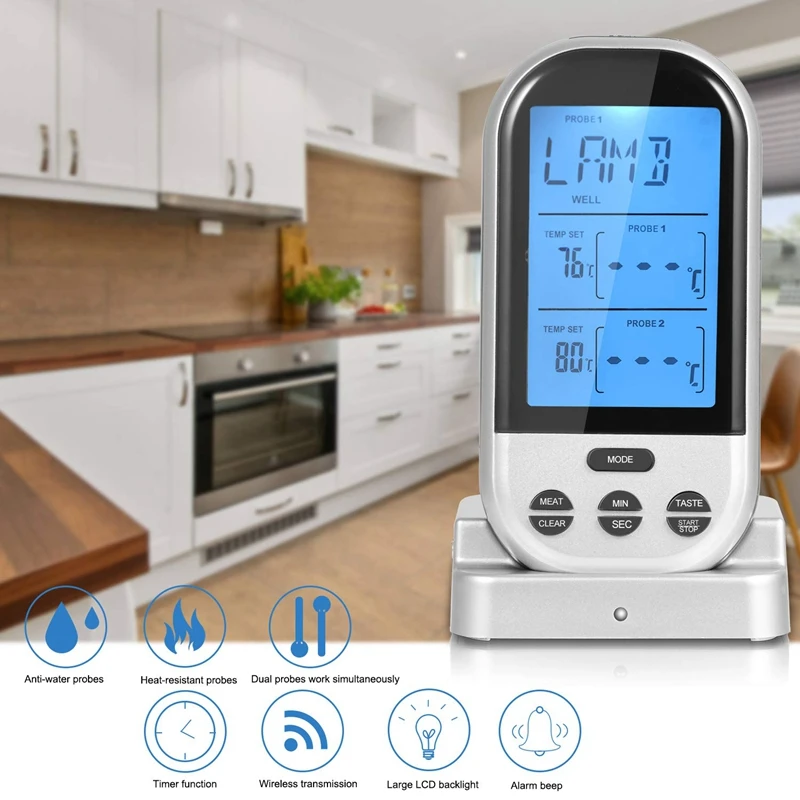 Термометр для мяса беспроводной термометр с двойным зондом |