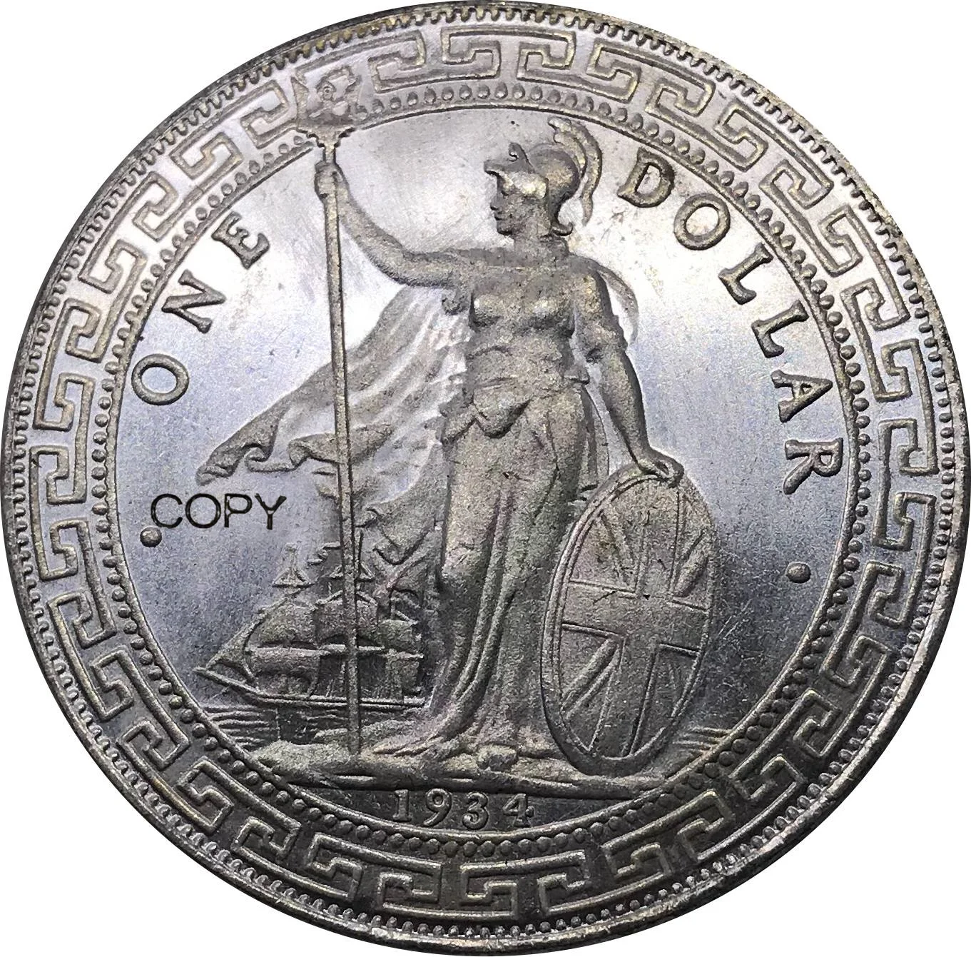 Монета Великобритании 1934 один доллар британская торговля Посеребренная