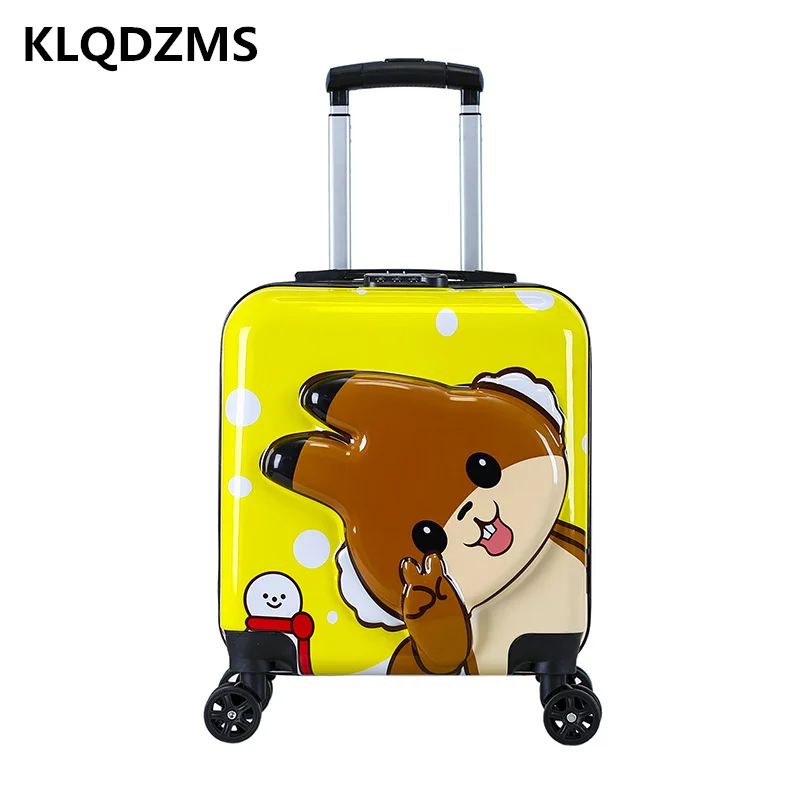 KLQDZMS 18 Inch Cartoon Trolley Luggage Bag Children's  Outdoor Travel Suitcase Kids Boarding Luggage Travel wheeled Case