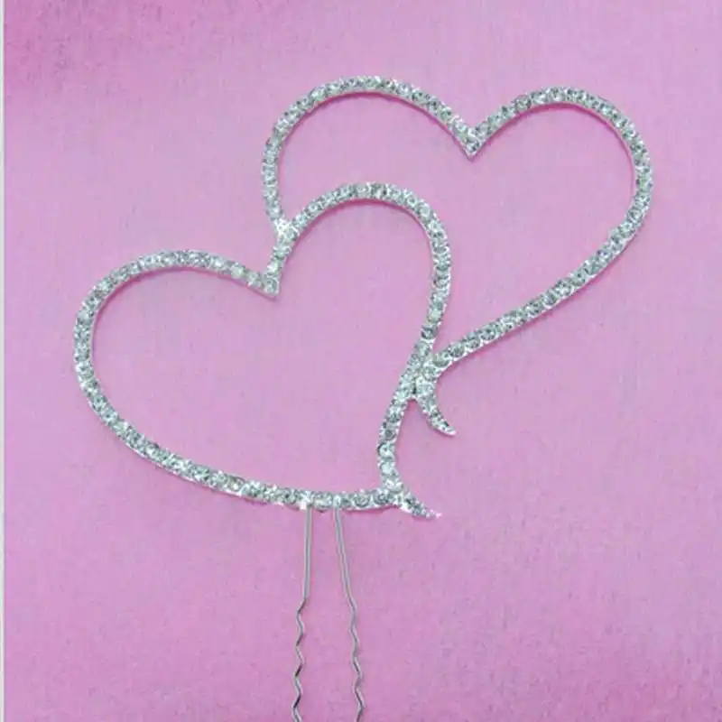 Горячая Распродажа Серебряное акриловое сердце коллекция торт Топпер десерт