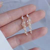 fashion nature leaves dangle earrings for women design luxury jewelry high quality micro inlaid aaa zircon advanced s925 needle